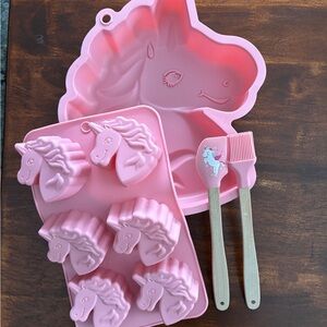 Handstand Kitchen Silicone Cake Mold Cupcake Set Pink Unicorn